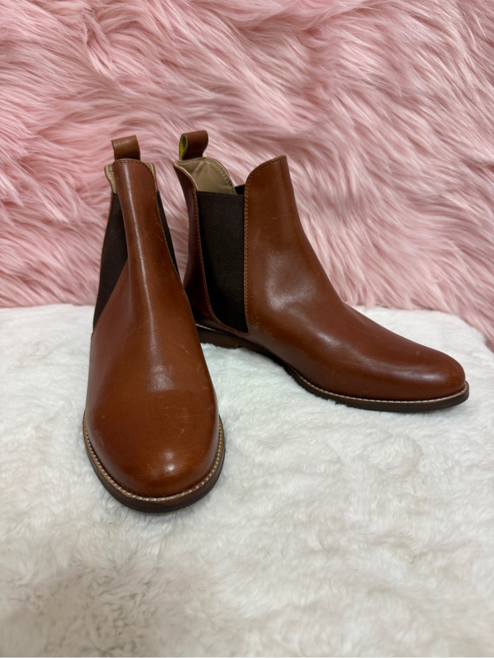 Joules Beige and Brown Leather Ankle Boots